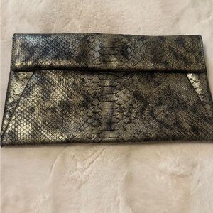 Elegant Metallic Snakeskin Clutch